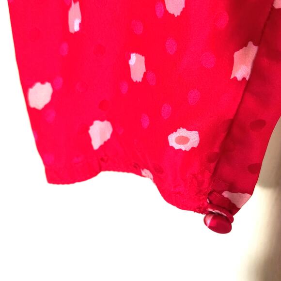 Vintage Y2K Maggy London Silk Midi Dress Women's Sz 6 Red Polka Dot Long Sleeve - Picture 9 of 16